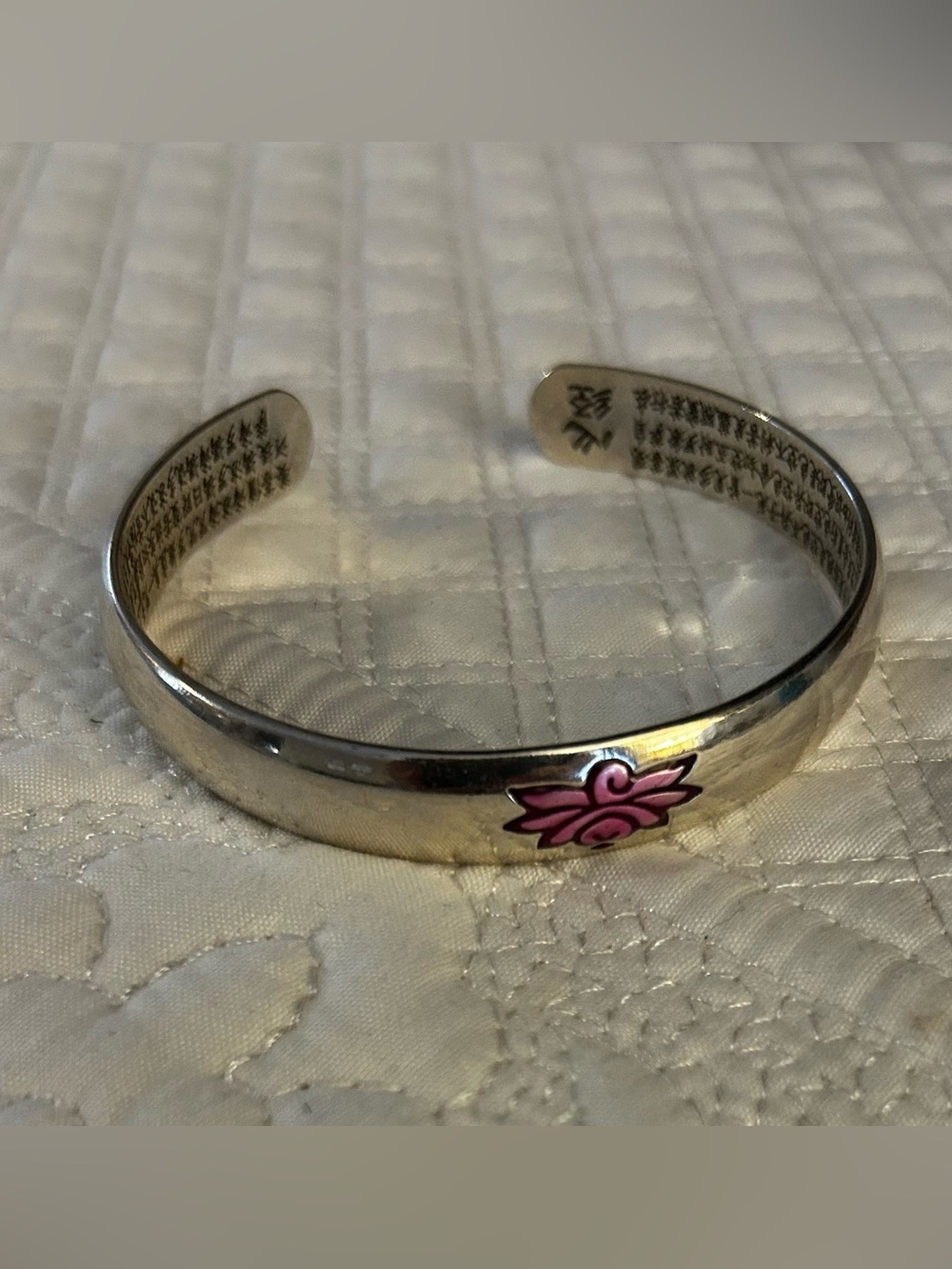 silver cuff lotus bracelet
